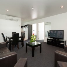 Lounge view of the 2 Bedroom at The Dawson Motel New Plymouth. Call 06 758 1177